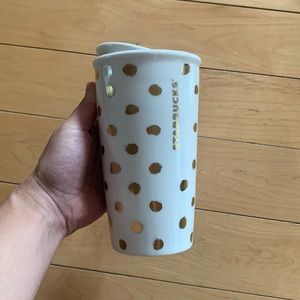 Starbucks gold dot ceramic coffee tumbler